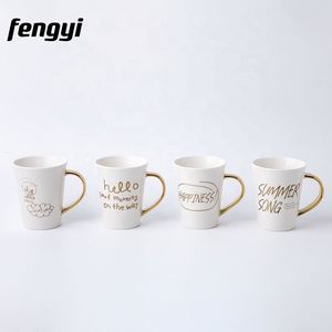 Mug à café personnalisé avec logo, décalcomanie dorée, tasse en céramique pour l'eau, mug à café pour le petit-déjeuner, décoratif, coloré à la main, en céramique blanche, mugs personnalisés - Product Image 4