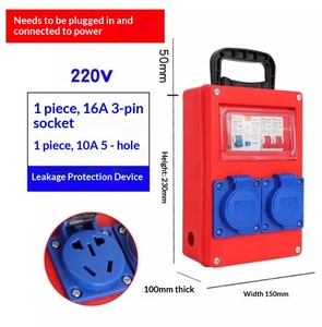 กล่องจ่ายไฟแบบพกพาพร้อมเต้ารับอุตสาหกรรม 3 ขา 1x16A และเต้ารับกันน้ำ 1x10A พร้อมระบบป้องกันไฟรั่ว RCD 220V - Product Image 3