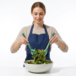 Resin <b>Salad</b> Servers Set Green Swirl Design Dishwasher Safe Manual <b>Salad</b> <b>Tools</b> - Product Image 1
