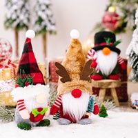 Gnome de Noël festif en peluche avec chapeau écossais, figurine de vieil homme de la forêt Rudolph avec bois de cerf, ornements nains pour la décoration de Noël à la maison et les fêtes