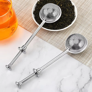 Infusor de té de acero inoxidable 304 con mango tipo empuje, colador de té de bolas de té de hojas sueltas de malla fina retráctil - Product Image 6