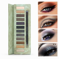 Palette de fards à paupières smoky 12 couleurs en gros – Tons chauds terre et noir, mats, irisés, pailletés, haute pigmentation, maquillage pour les yeux d'Halloween