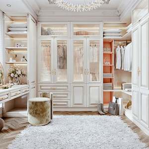 Foshan Manufacturer Luxury Modern Style Dressing Room Solid Wood White <b>Wardrobe</b> Bedroom Clothes Cabinet Custom Walk in Closet - Product Image 1