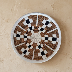 Southwestern Woven Modern Wall <b>Basket</b> Decor Large Geometric Black White Seagrass Wall Plate Handmade Rustic Indoor Outdoor - Product Image 3