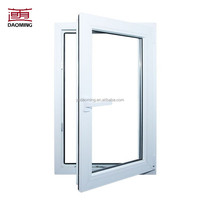 Fenêtre à battant horizontale en PVC/UPVC, double vitrage, verre trempé, insonorisée, avec moustiquaire en fibre de verre, en plastique