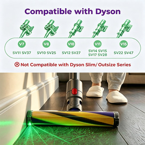 Tête de nettoyage optique LED de remplacement pour aspirateurs <span class=keywords><strong>Dyson</strong></span> <span class=keywords><strong>V15</strong></span> V11 V10 V8 V7, <span class=keywords><strong>brosse</strong></span> à rouleau souple pour sols avec détection de lumière verte - Product Image 2