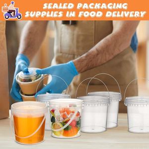 Gobelets jetables transparents en PP biodégradable de 800 ml avec poignées et couvercles pour thé aux fruits - Product Image 3