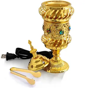 Оптовая продажа, исламский домашний декор, подарочные наборы, металлическая форменная горелка, электрическая курильница для ладана, держатель конуса для Рамадана 001