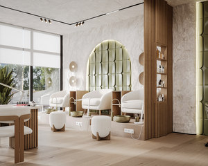 Exhibidor de Madera Personalizado para Salón de Belleza, Moderno y Elegante, para Decoración de Interiores de Salón - Product Image 6