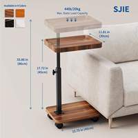 Table de télévision réglable en hauteur, pivotante à 360°, finition laquée, pour petits espaces, tables d'appoint avec roulettes pour salon, cuisine, salle de bain