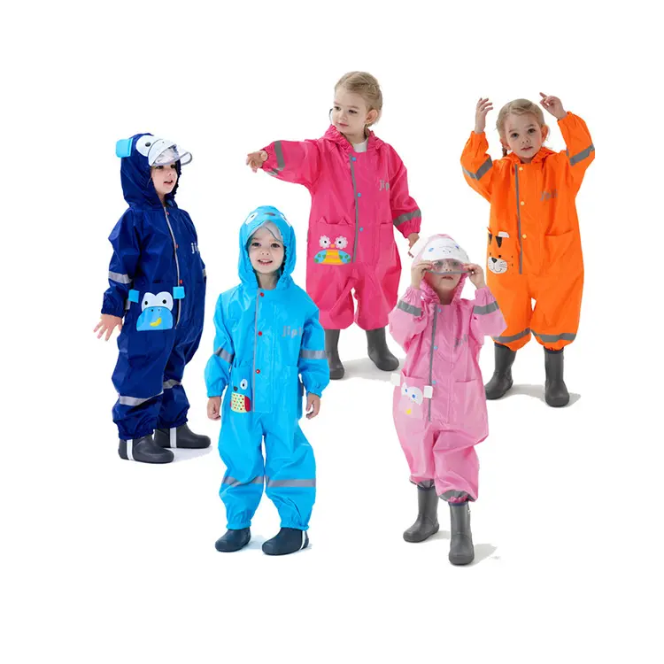 New cute full printing kids winter raincoat waterproof rain poncho jacket coat for girls