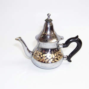 Handmade Moroccan Traditional <b>Tea</b> Ceremony Decor Tall Lid <b>Silver</b>-Plated Teapot Intricate Floral Engraving Made Metal - Product Image 1