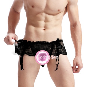 Nouveauté : Sous-vêtements sexy pour hommes en gros, string en dentelle translucide, ceinture <span class=keywords><strong>porte</strong></span>-jarretelles, pantalon, articles en stock - Product Image 5