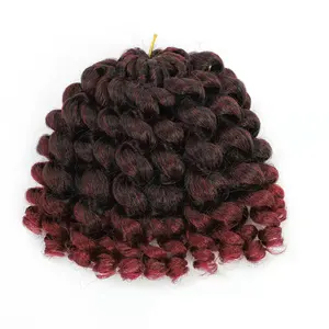 8 pulgadas Jumpy Wand Curl Crochet Trenzas 20 Roots Jamaican Bounce Extensión de cabello sintético de ganchillo para mujeres negras