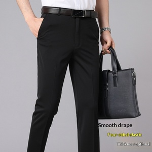กางเกงสแล็คผู้ชายสไตล์ลำลองธุรกิจ ผ้าบาง ยืดได้ ทรงหลวม ขาตรง ผ้าพลิ้ว ใส่ทำงาน ผ้าโพลีเอสเตอร์ ไม่ต้องรีด ไม่มีโลหะ - Product Image 3