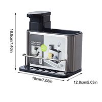 Égouttoir à éponges 3-en-1 en acier inoxydable avec distributeur de savon pour ustensiles de cuisine et couverts
