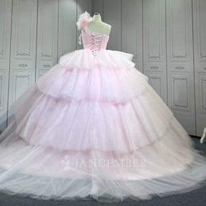 Robe De Quinceanera asymétrique à couches Vestidos De Xv Anos Rosa Rose Robe De Quince Anos Lsmu139 - Product Image 6