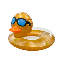 Bouée de natation gonflable Joyee en forme de tête de canard, étanche, remplie de confettis dorés, en PVC transparent, unisexe, pour l'été, la plage et la piscine