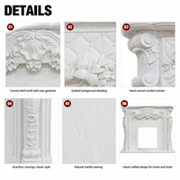 BSA Custom Hand Carved White Marble Fireplace Surround French Rococo Rose Flower Carving Stone Fireplace Mantel High End Villa