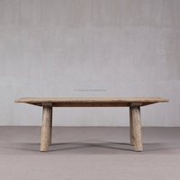 Table à manger antique traditionnelle en bois massif, faite à la main, écologique, avec plateau en bois naturel pour salle à manger