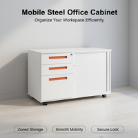 Meuble de rangement mobile en acier à 3 tiroirs avec buffet, idéal pour bureau, atelier, chambre ou école