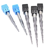 Carbure Spirale Conique Boule Nez Fraise 6mm Tige 2 Flûtes Routeur Bit Travail Du Bois CNC 2D 3D Sculpture Bits Bois Fraise