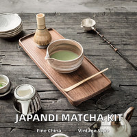 Ensemble de thé matcha en céramique et porcelaine de style japonais rétro, écologique, avec fouet en bambou, support, bol et accessoires, pour une préparation parfaite