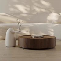 GEDO Table basse de salon en bois courbé Table basse ronde moderne Table basse de luxe relevable avec rangement
