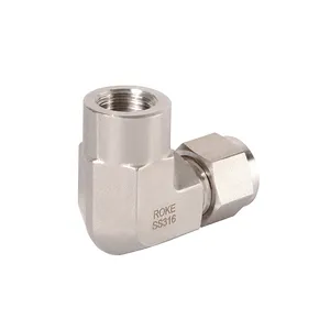 SS316 Stainless Steel Double Ferrule To Female Thread Elbow Compression Tube Fitting