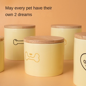 Urne funéraire en céramique de luxe avec motif de pattes et d'os, couvercle en bambou, hermétique et résistant à l'humidité, pour chiens et chats - Product Image 3