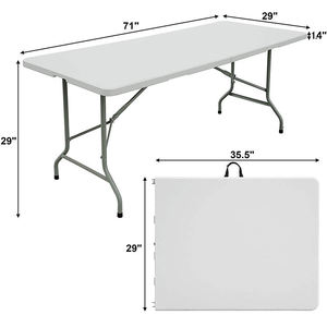 Trong Kho Cho Thuê Đồ Nội Thất Ngoài Trời Mesa Plegable Xách Tay Vinyl Trắng Nhựa Có Thể Gập Lại Hình Chữ Nhật Bảng Cho Đảng Sự Kiện Đám Cưới - Product Image 4
