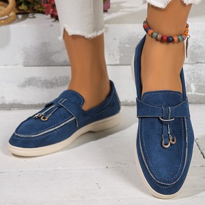 Mocassini Casual da <span class=keywords><strong>Donna</strong></span> Taglia Grande, Nuova Collezione Primavera Autunno 2024, Stile Europeo Americano, Slip-On Piatti, Tinta Unita, Tendenza Moda, Scarpe in PU - Product Image 3