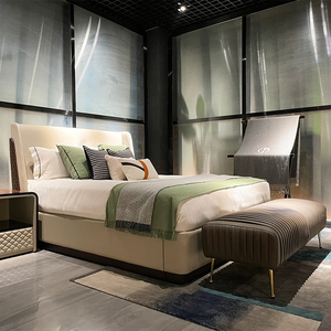 Contemporary Luxury Bedroom Furniture Minimalism Upholstered Size White Leather <b>Bed</b> Leather King Size <b>Bed</b> Set L-m-b5414 White Le - Product Image 5