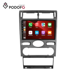 (EU Stock) Podofo Double Din 9 Inch Android Car Radio Carplay Android Auto GPS Support AHD Camera For Ford Mondeo 2004-2007
