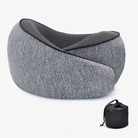 Élégant nouvel oreiller de cou de voyage en forme de U en mousse à mémoire de forme réglable fournit un soutien de la tête et du menton gris noir