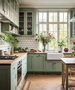 ตู้ครัวไม้เนื้อแข็งดีไซน์หรูหราขายส่งโรงงานจีน - Product Image 6