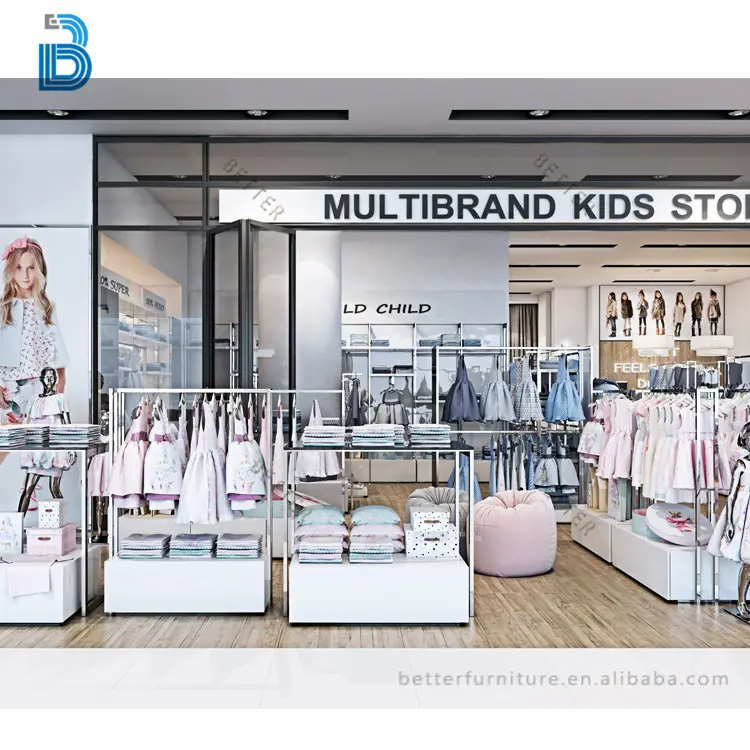 Fashion boutique baby clothes store interior design for kids clothing shop