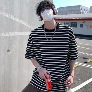 Camiseta de Algodón Puro Ecológica con Cuentas, Estilo Americano de Moda, Cuello Caído, Estilo Casual de Hong Kong, para Verano - Product Image 3