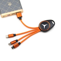 Cable de Carga LED 3 en 1 con Llavero, Regalo Premium en Oferta |   Gadget Promocional con Logotipo Luminoso |   Cargador Portátil Universal
