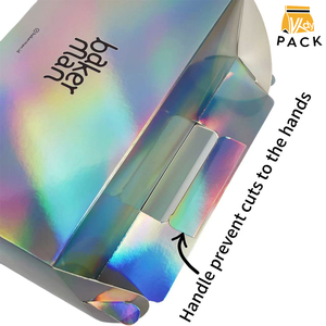 Tùy Chỉnh Cao cấp Xách Tay Holographic Hộp Với Matt Cán Dày Cardstock Món Quà Đảng Baking Snack Cầm Tay Thẻ Hộp - Product Image 5