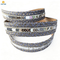 Bahan Atas Sandal Kulit PU Ramah Lingkungan 30MM Custom Fancy Bling Mewah Berhias Payet dan Rhinestone
