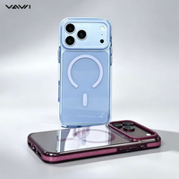 VAWI B390 Coque rigide en PC transparente anti-jaunissement tendance pour iPhone 17 18 Pro Max avec chargement magnétique sans fil