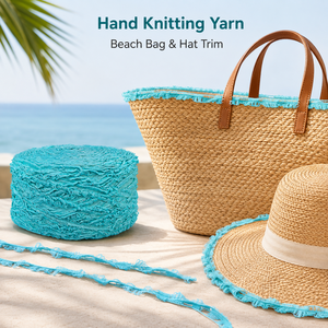 Fil fantaisie en ruban turquoise pour sac <span class=keywords><strong>de</strong></span> plage, bordure <span class=keywords><strong>de</strong></span> chapeau, artisanat DIY, vente en gros OEM - Product Image 3