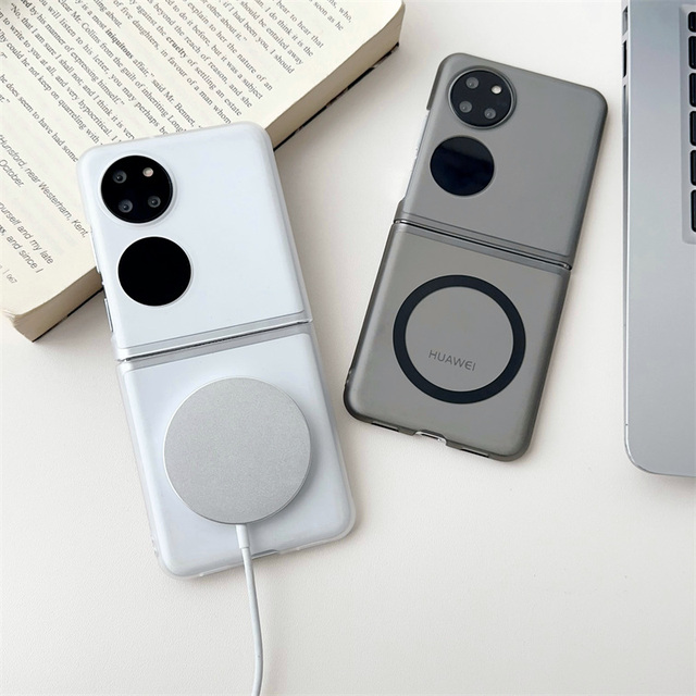 Ultra Thin Matte Transparent Magnetic Wireless Charging Phone Case for Huawei P50 Pocket / Pocket 2 Folding Hard PC case