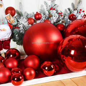 ลูกบอลประดับตกแต่งสีแดงด้านคุณภาพสูงเคลือบด้วยกลิตเตอร์ ขนาด 6-30 ซม. ทำจากพลาสติก ปรับแต่งได้ เป็นมิตรกับสิ่งแวดล้อม สำหรับคริสต์มาส รุ่นใหม่ - Product Image 3