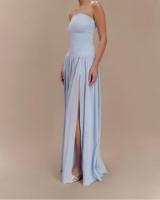Robes décontractées pour femmes à la mode, tube top, décolleté plongeant, volants, robe enveloppante à ourlet large