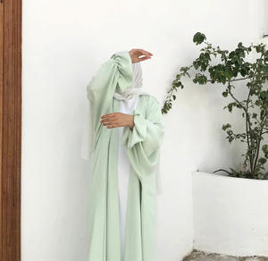 Robe élégante grande taille pour l'Aïd Moubarak 2024, couleur unie, vêtements islamiques musulmans pour femmes, robe <span class=keywords><strong>maxi</strong></span>, kaftan ouvert devant, abaya, robe longue - Product Image 3