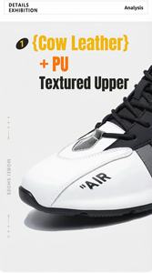 Yearning – baskets en cuir véritable pour hommes – un design populaire alliant styles rétro et contemporains, tige en cuir de vachette (1-3 cm) - Product Image 5