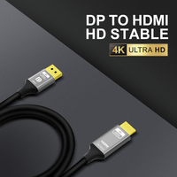 Cable Convertidor DP a HDMI Macho a Hembra de 2 Metros, Chapado en Oro, 4K60Hz, UHD, Revestimiento de PVC, para PC, HDTV, Portátil