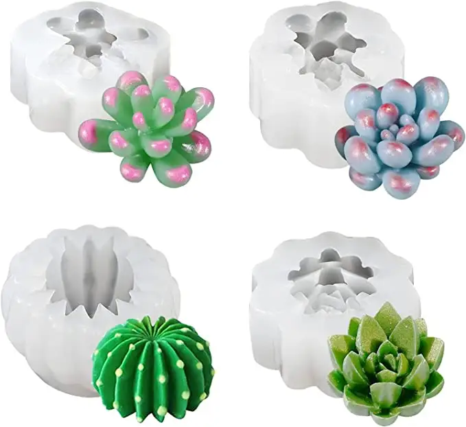 3D กระบองเพชร Succulents ซิลิโคนเทียนหอมแม่พิมพ์สำหรับ DIY สบู่ที่ทำด้วยมือ,ซิลิโคนเทียนฉ่ำแม่พิมพ์สำหรับตกแต่งเค้ก